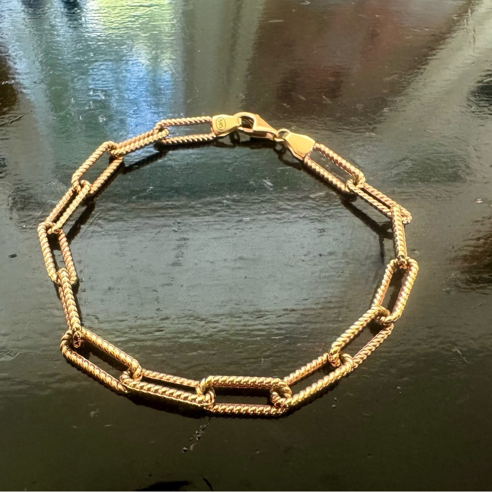 14k Rose Gold Rope Chain Link Bracelet - Women's Jewelry